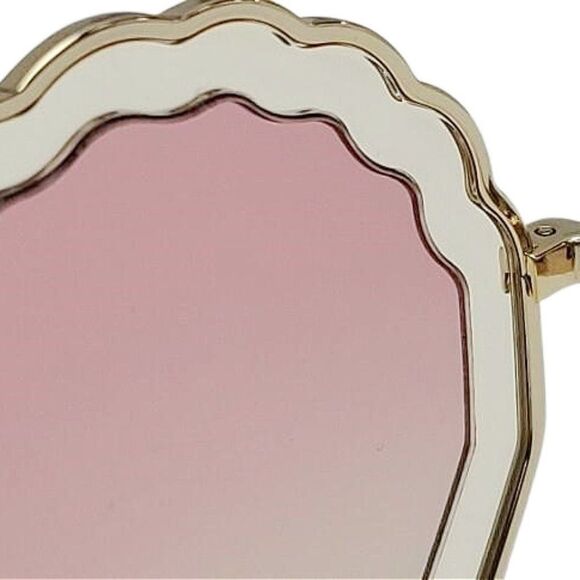NEW Chloé Eyewear Tally seashell-frame sunglasses Gold/pink Shaded - Picture 9 of 11